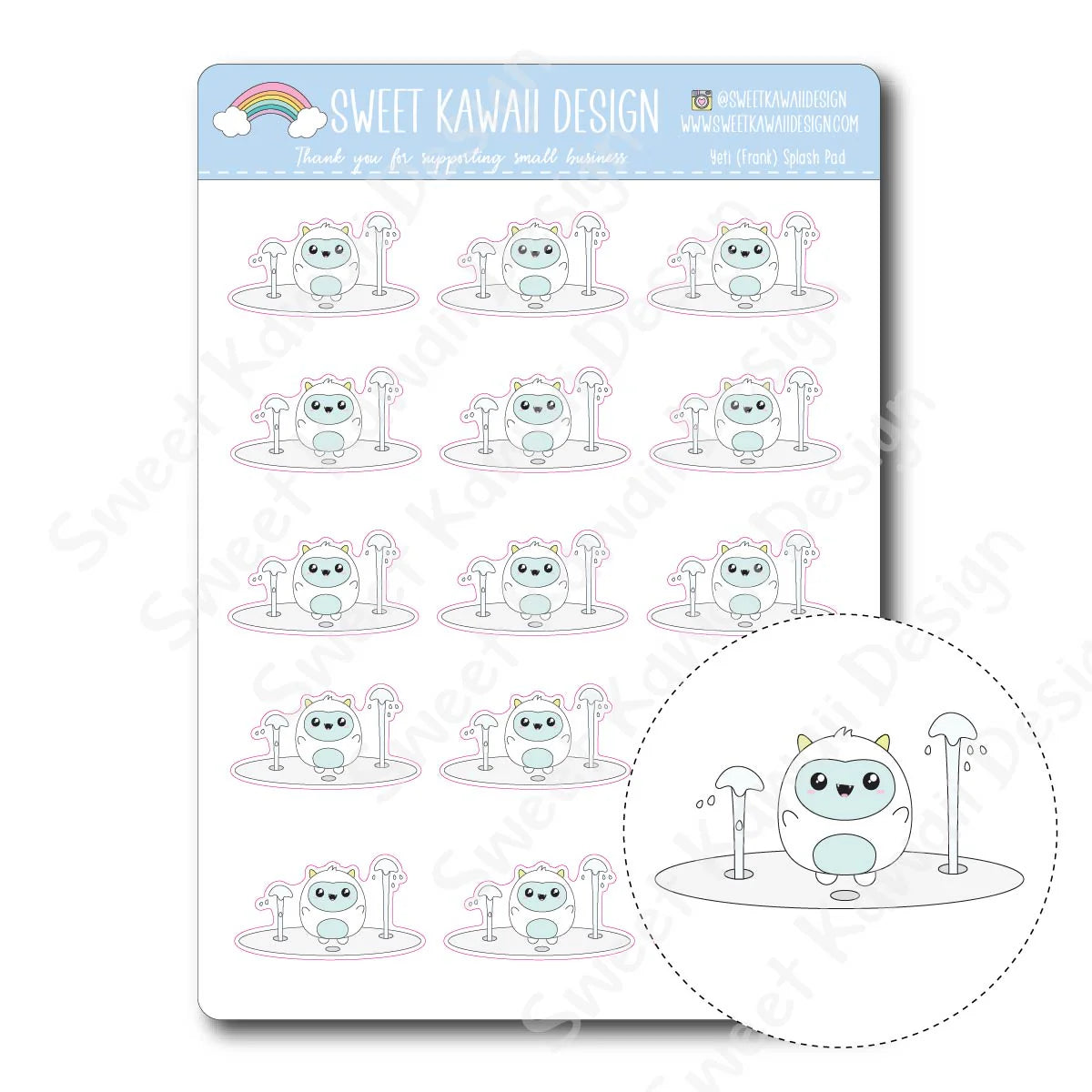Kawaii Yeti (Frank) Stickers - Splash Pad