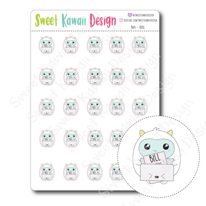 Kawaii Yeti Stickers - Bills