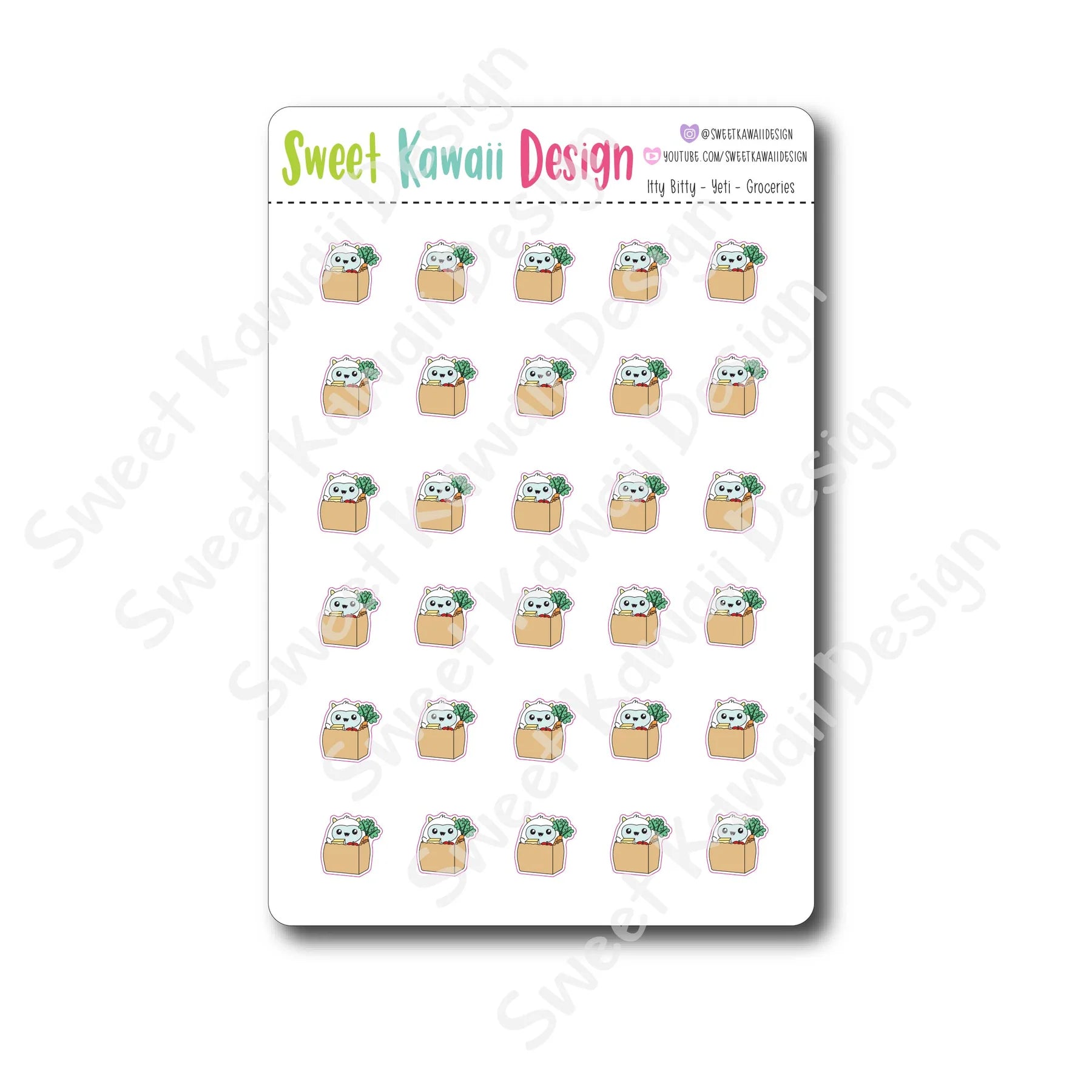 Kawaii Yeti Stickers - Groceries