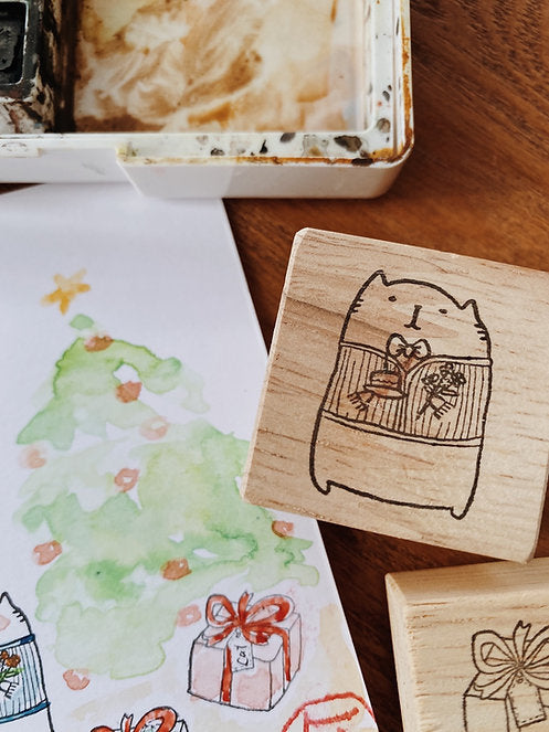 Cat with Gifts and Flowers