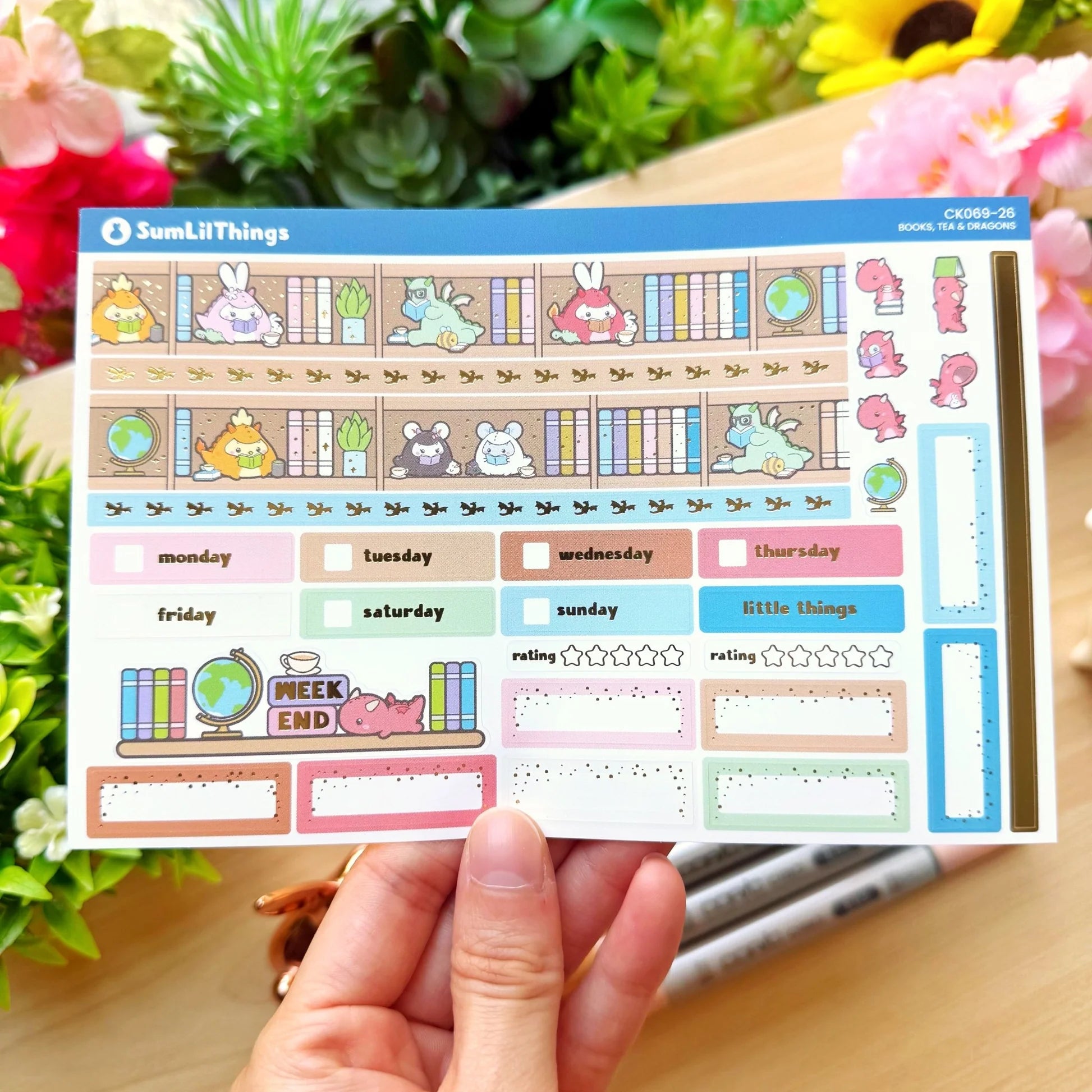 Hobonichi COUSIN -  Books, Dragons & Tea - Gold Foil