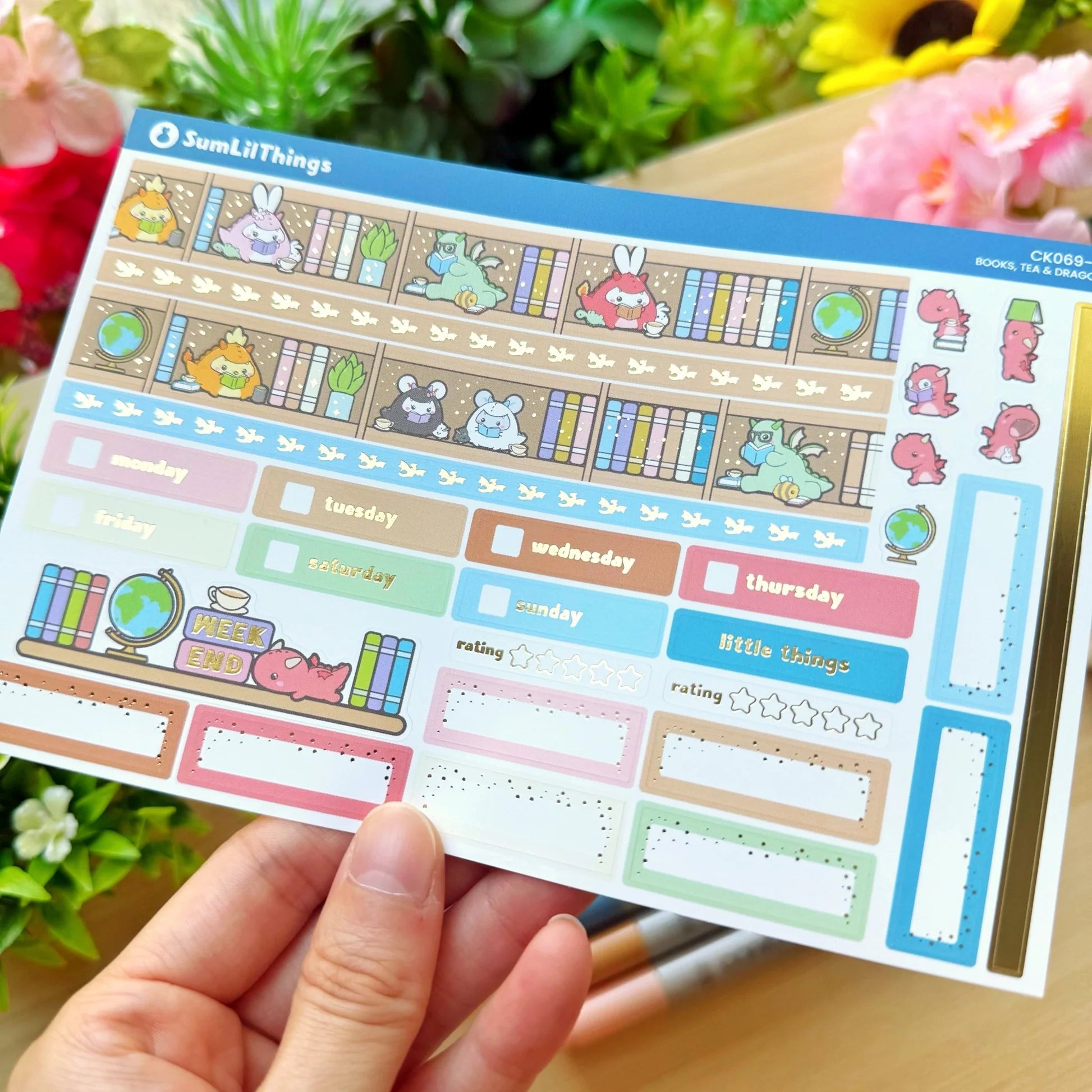 Hobonichi COUSIN -  Books, Dragons & Tea - Gold Foil