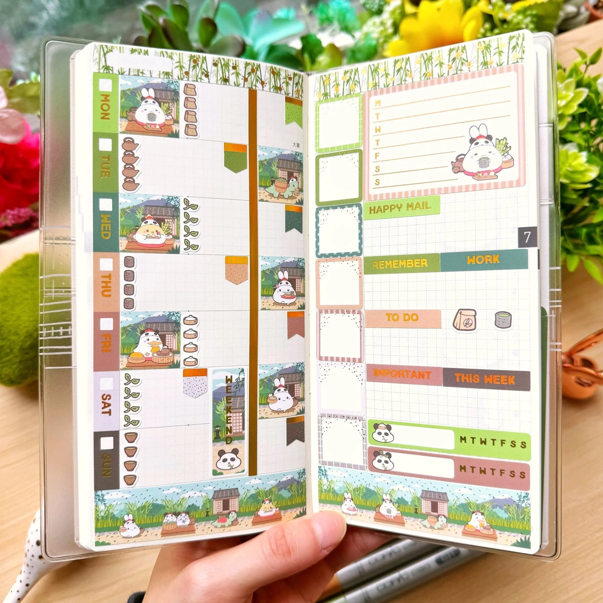 Hobonichi WEEKS Kit - Lil' Panda Teahouse - Holo Foil
