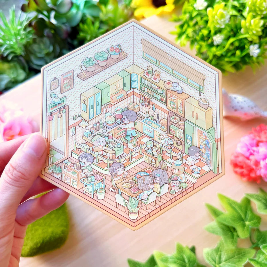 Isometric Scene Sticker - Delicious Kitchen (Small Mochi)