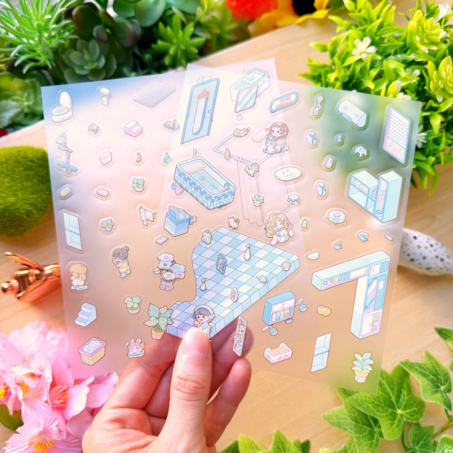 Isometric Scene Sticker - Fresh Bathroom (Small Mochi)