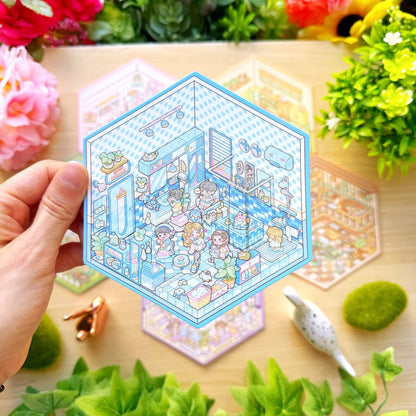 Isometric Scene Sticker - Fresh Bathroom (Small Mochi)