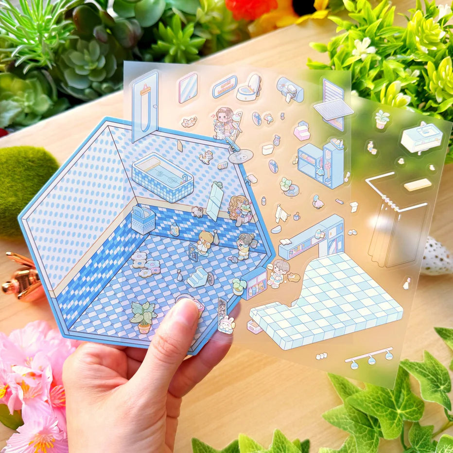 Isometric Scene Sticker - Fresh Bathroom (Small Mochi)