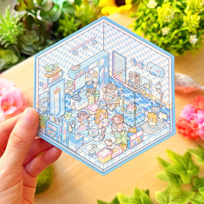 Isometric Scene Sticker - Fresh Bathroom (Small Mochi)