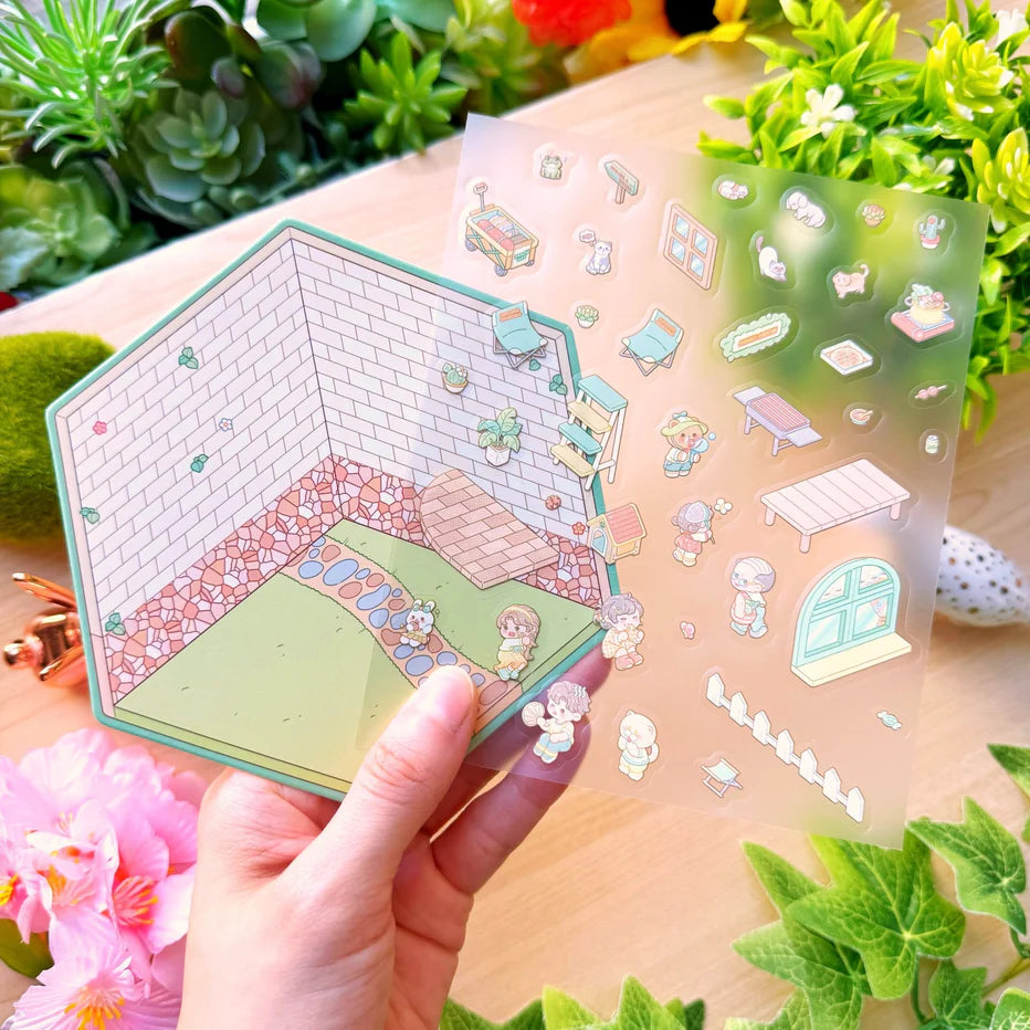 Isometric Scene Sticker - Fun Backyard (Small Mochi)