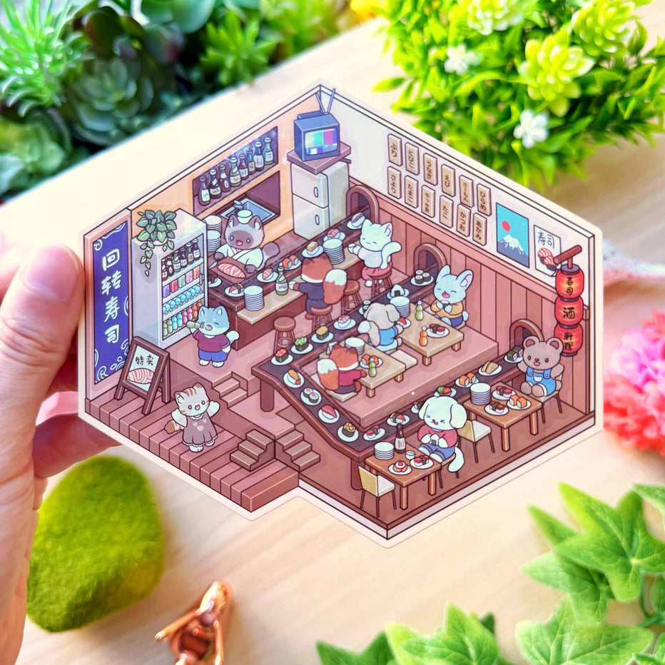 Isometric Scene Sticker - Revolving Sushi House (Series 2)
