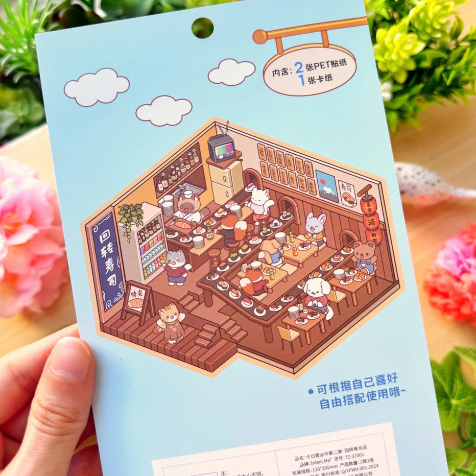 Isometric Scene Sticker - Revolving Sushi House (Series 2)