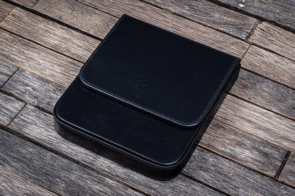 Leather Magnum Opus 6 Slots Hard Pen Case with Removable Pen Tray - Black