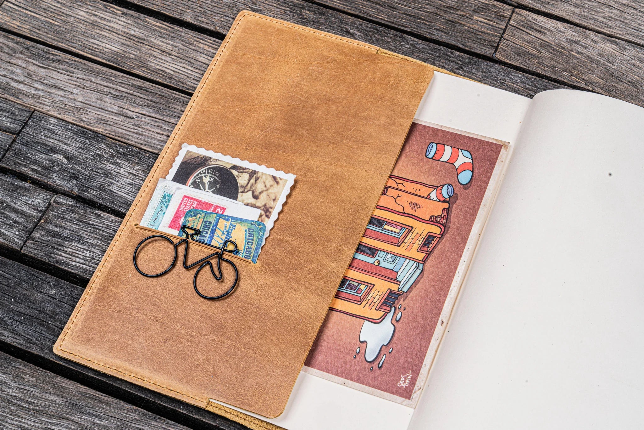 Leather Slim A5 Notebook / Planner Cover - Crazy Horse Honey Ochre