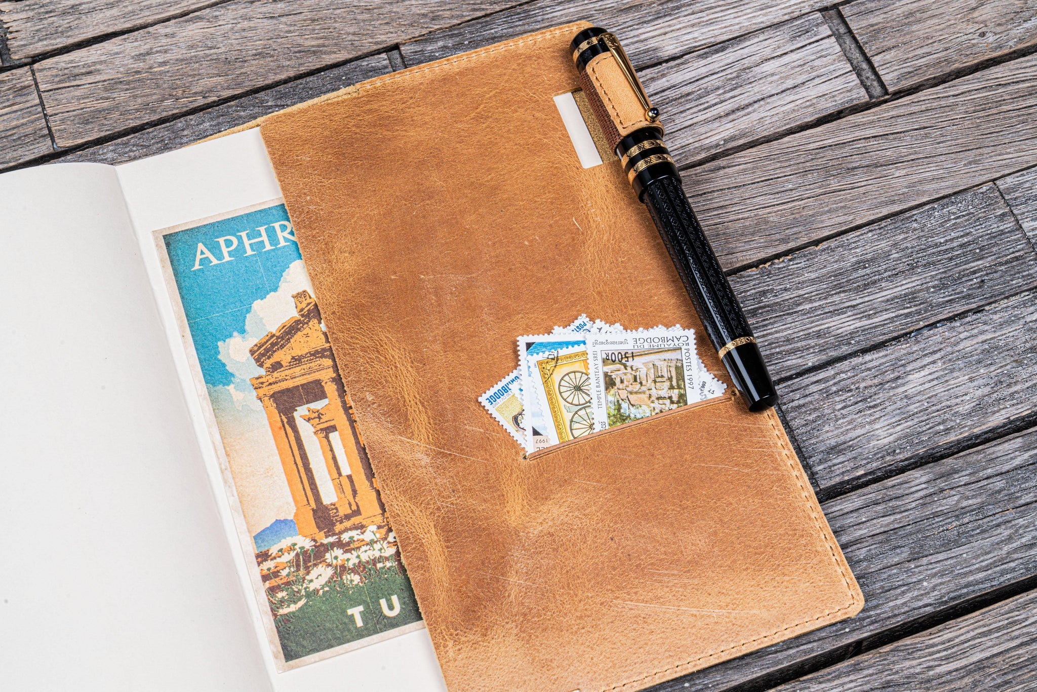 Leather Slim A5 Notebook / Planner Cover - Crazy Horse Honey Ochre