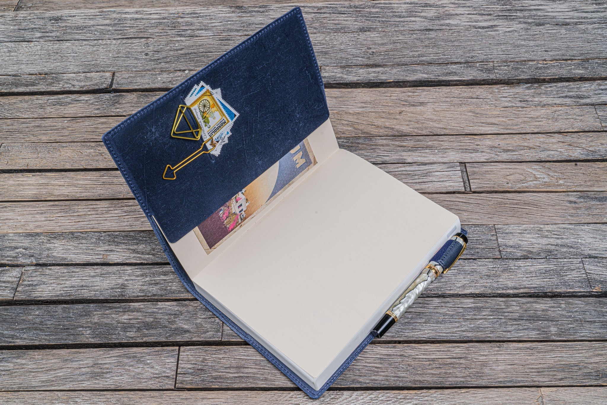 Leather Slim A5 Notebook / Planner Cover - Crazy Horse Navy Blue