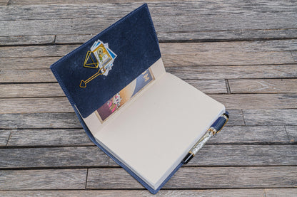 Leather Slim A5 Notebook / Planner Cover - Crazy Horse Navy Blue