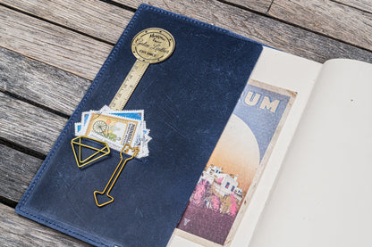 Leather Slim A5 Notebook / Planner Cover - Crazy Horse Navy Blue