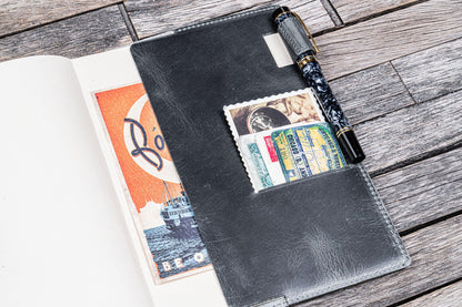 Leather Slim A5 Notebook / Planner Cover - Crazy Horse Smoky