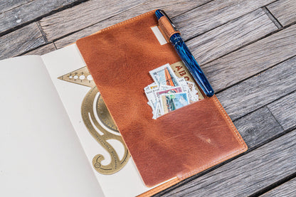 Leather Slim A5 Notebook / Planner Cover - Crazy Horse Tan