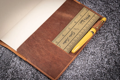 Leather Slim A5 Notebook / Planner Cover - Crazy Horse Tan