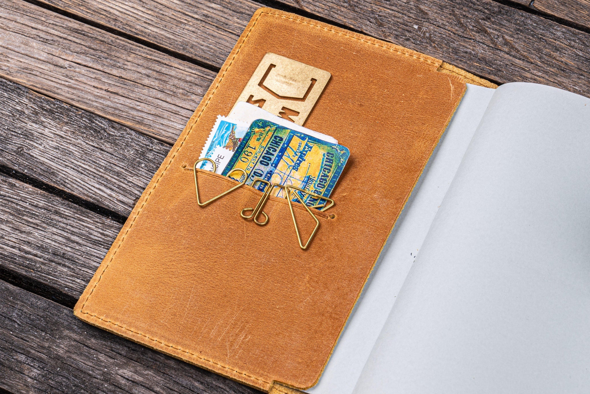 Leather Slim A6 Notebook / Planner Cover - Crazy Horse Honey Ochre