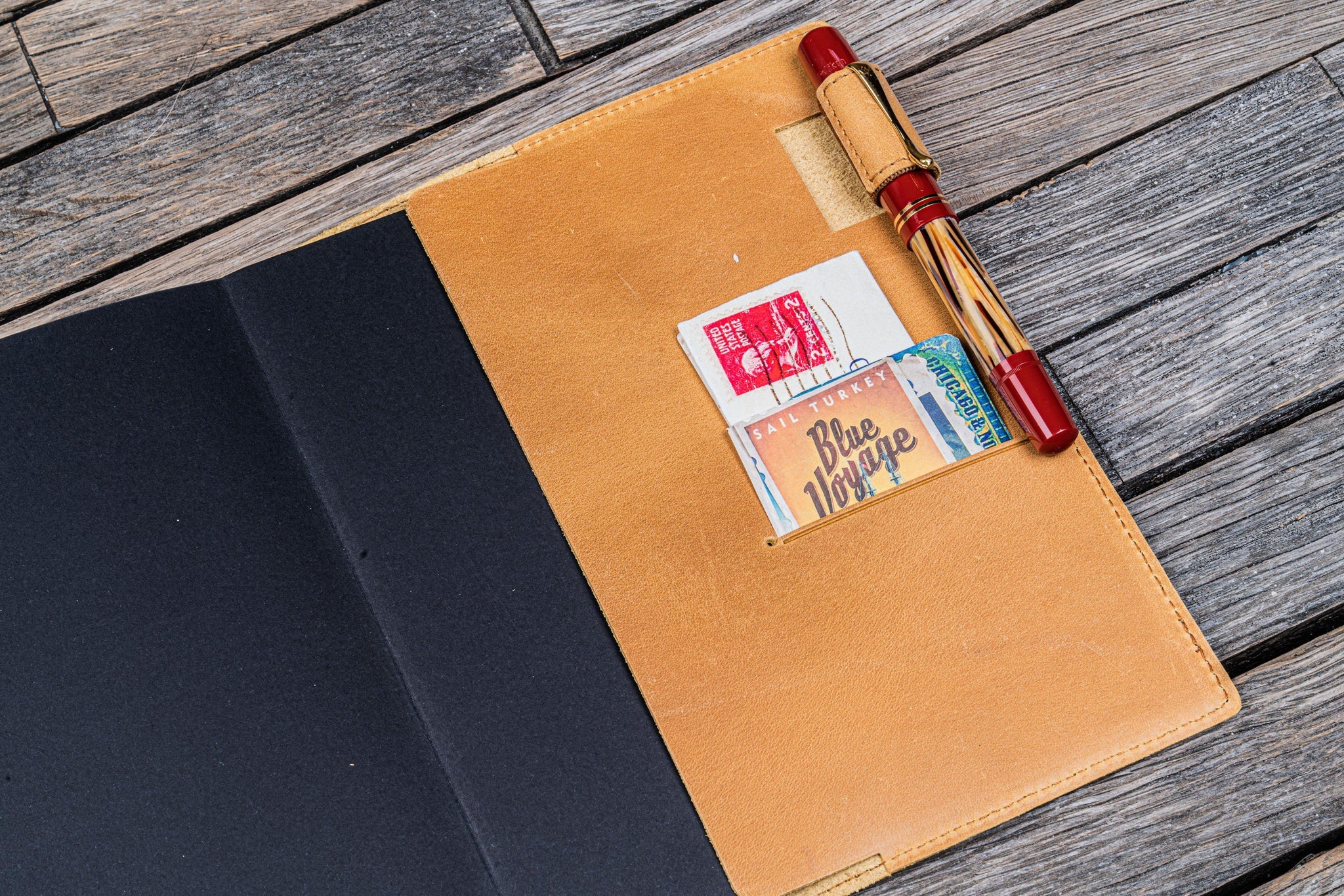 Leather Slim B6 Notebook / Planner Cover - Crazy Horse Honey Ochre