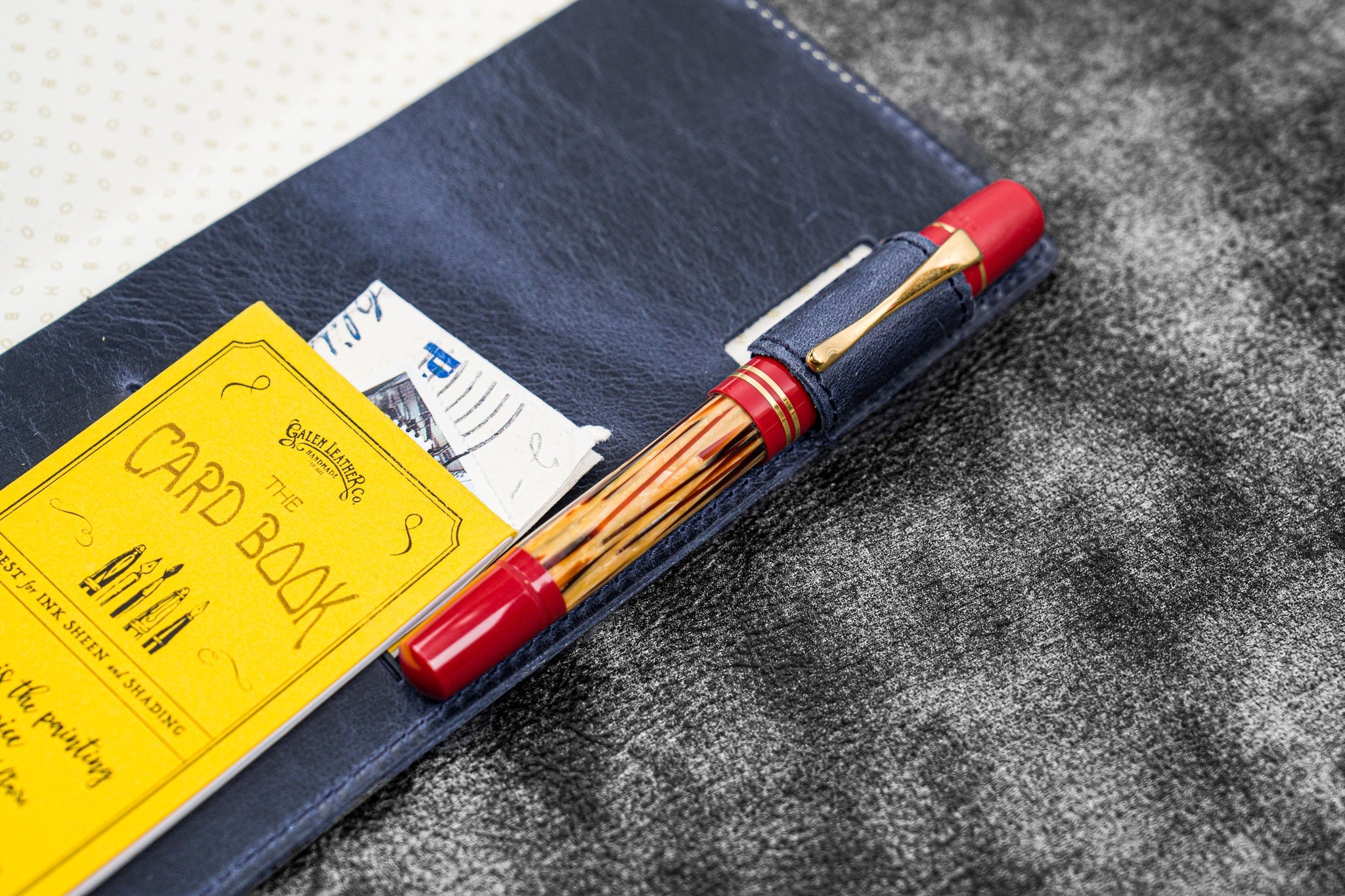 Leather Slim Hobonichi Weeks Planner Cover - Crazy Horse Navy Blue