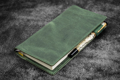 Leather Slim Hobonichi Weeks Planner Cover - Crazy Horse Forest Green