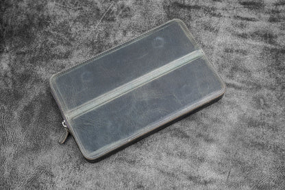 Leather Magnum Opus 12 Slots Hard Pen Case with Removable Pen Tray - Crazy Horse Smoky