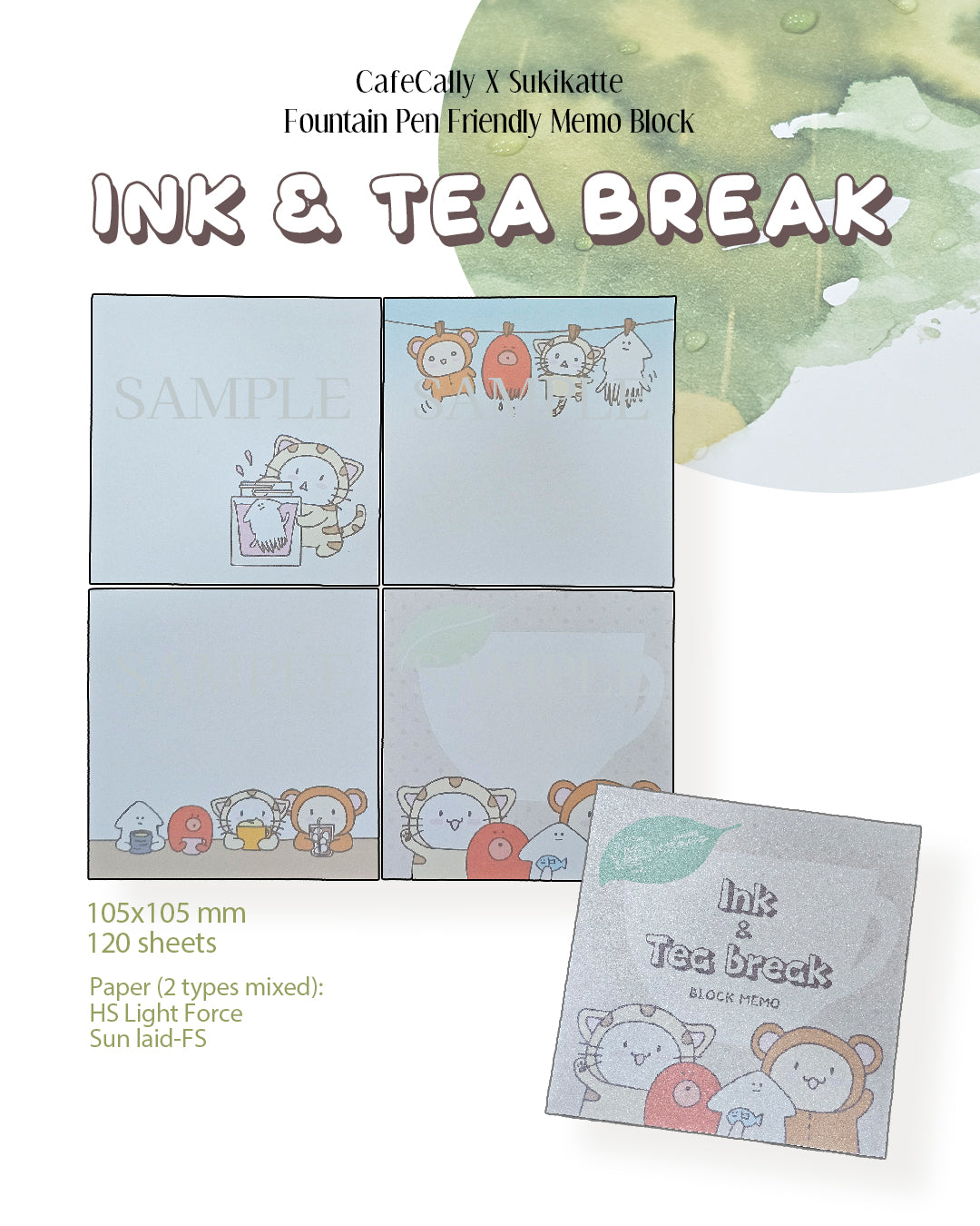 Cafe Calli X Skikatte Block Memo - Ink & Tea Break