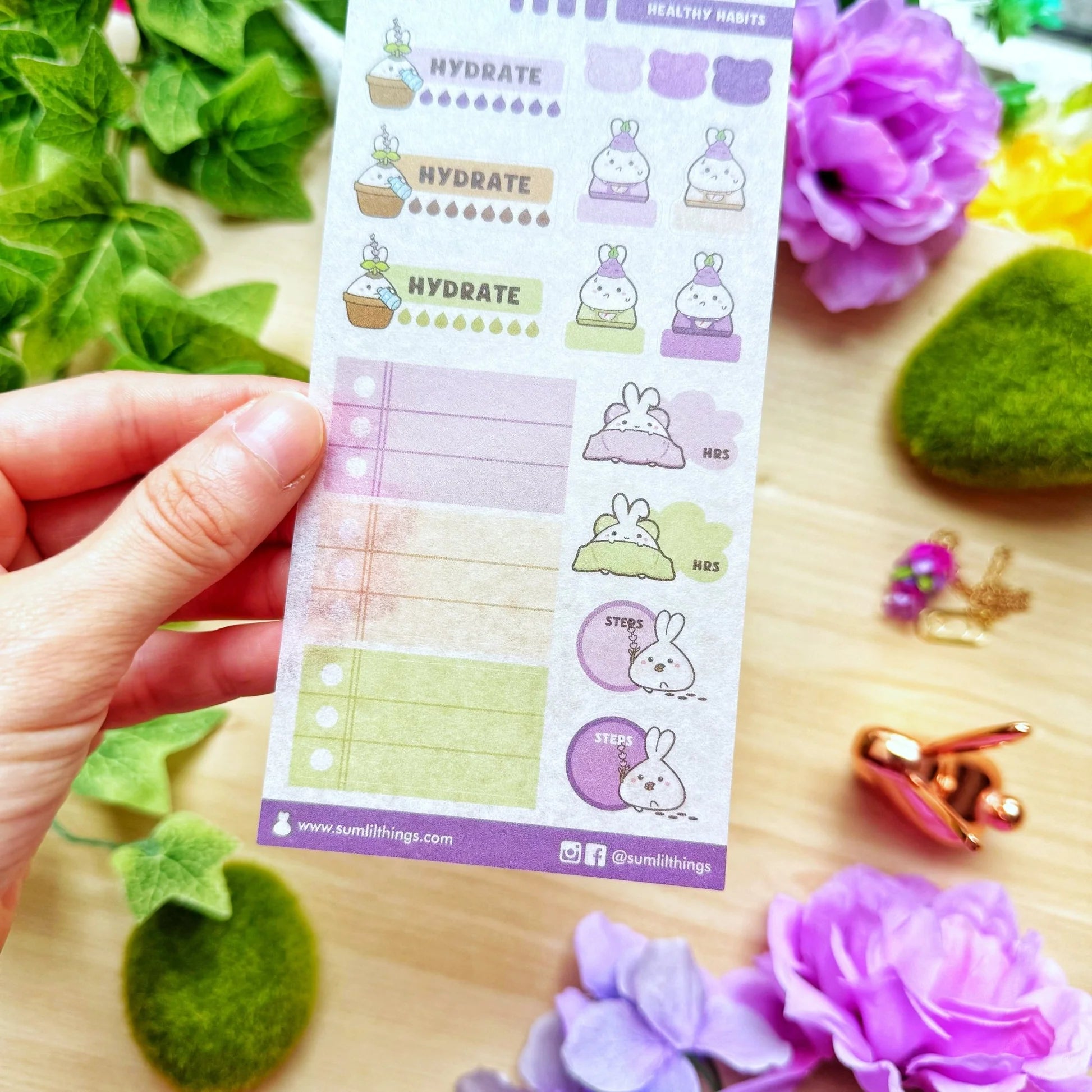 Washi Sticker - Healthy Habits (Lavender)
