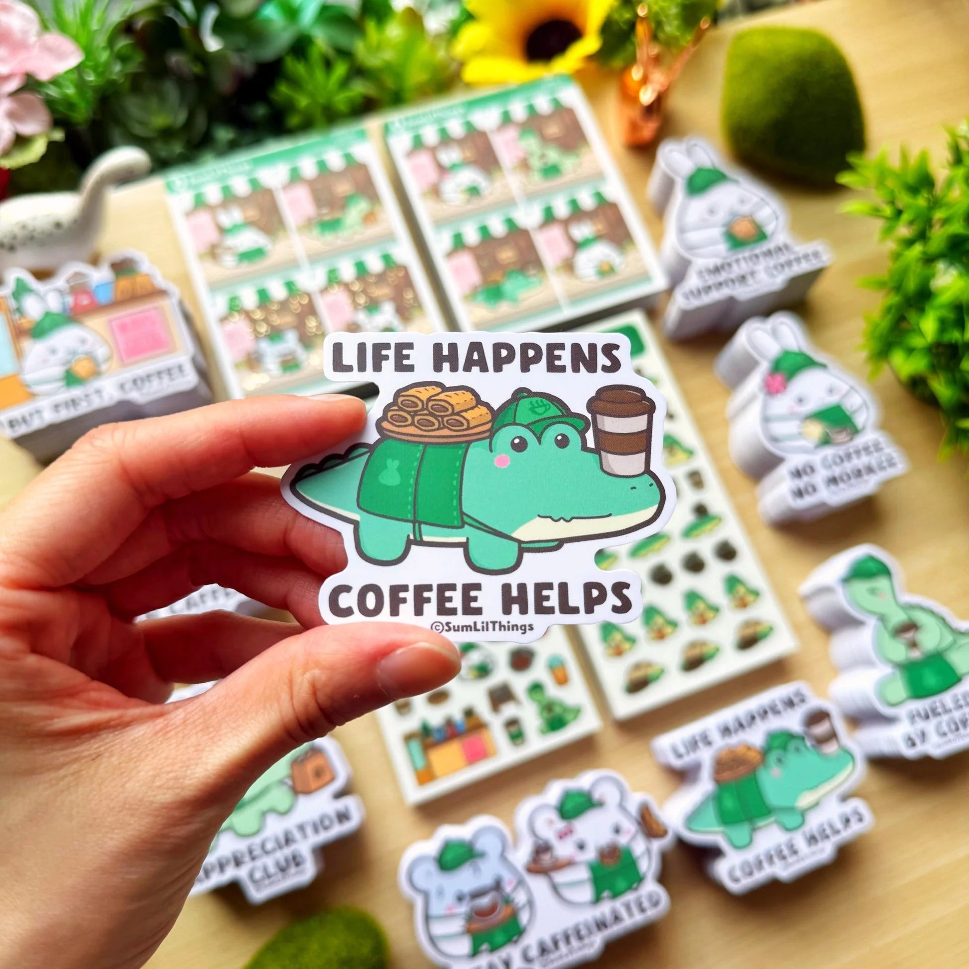 Vinyl Sticker -  Life Happens, Coffee Helps