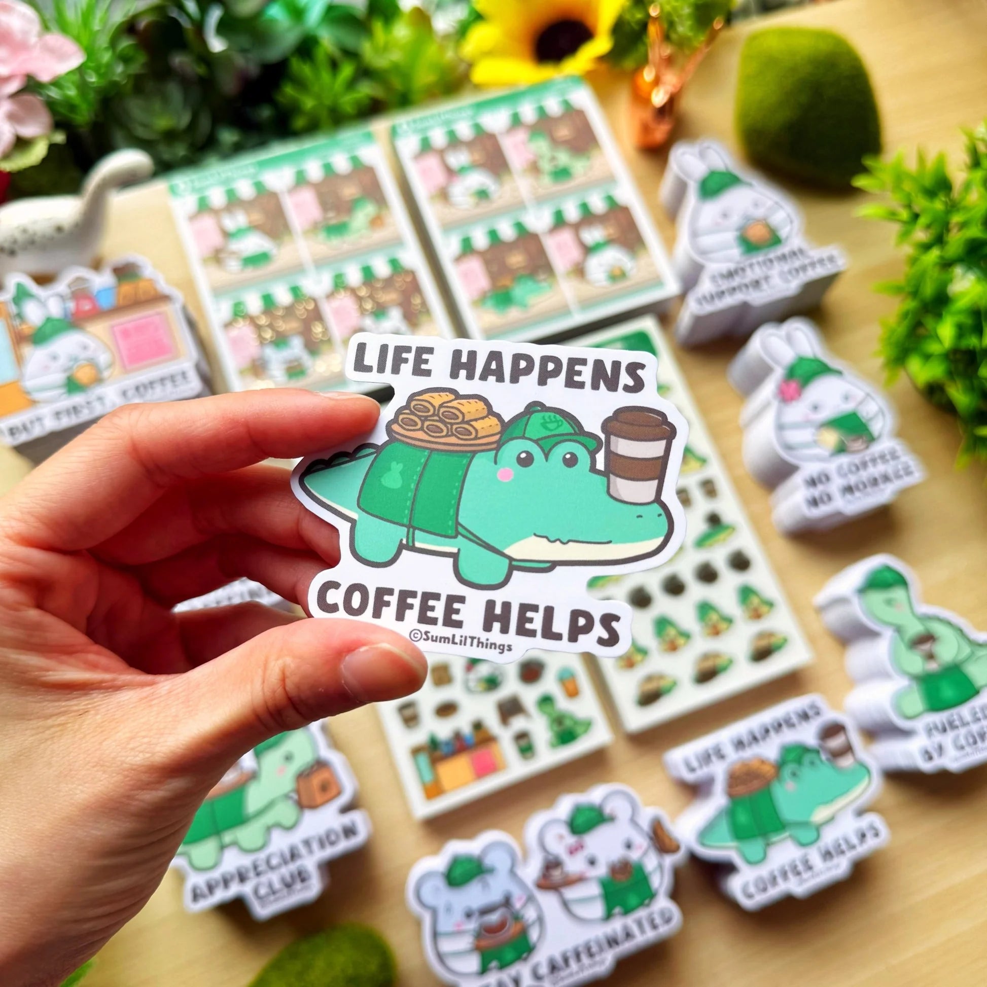 Vinyl Sticker -  Life Happens, Coffee Helps