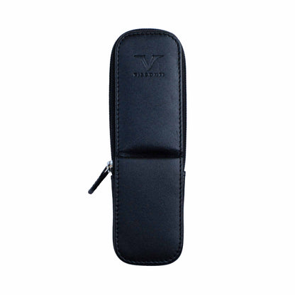 Black Leather 2 Pen Case