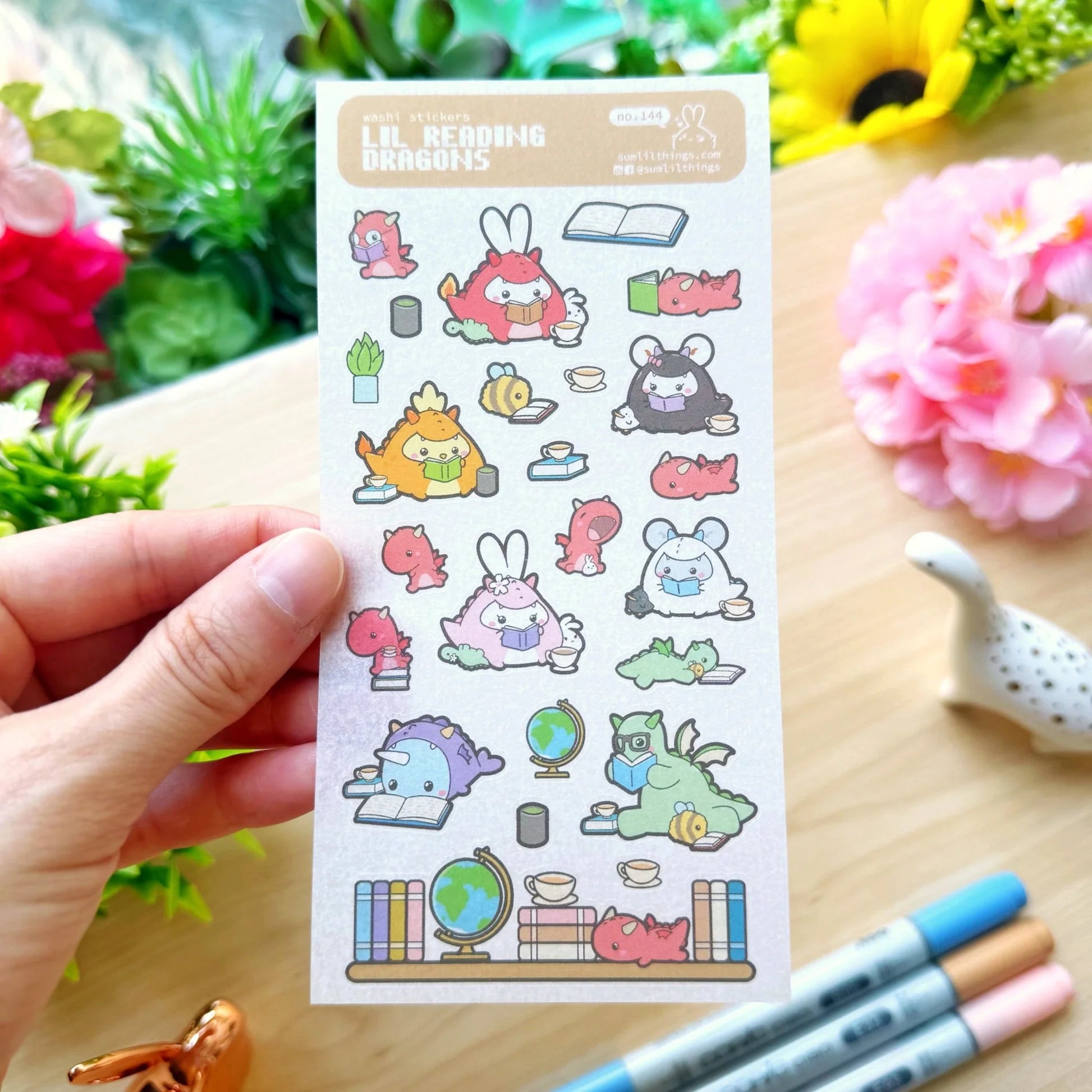 Lil' Reading Dragons (Washi Sticker)