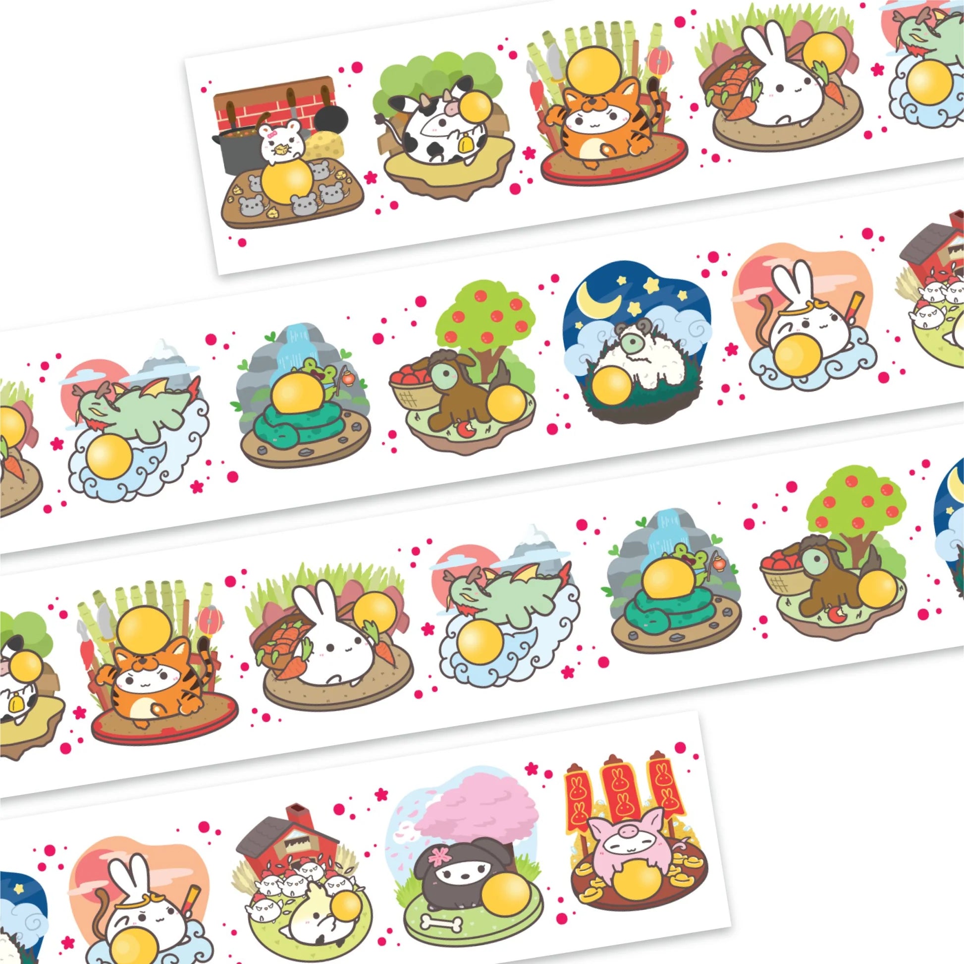 Washi Tape - Lil' Zodiac Animals (25mm) - Holo Gold Foil